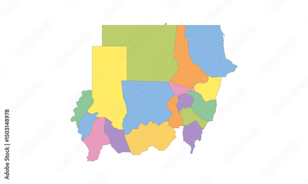 Obraz premium Multicolor Map of Sudan with States