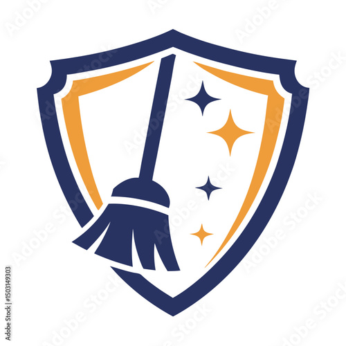 Cleaning Service Shield Logo Vector Design.
