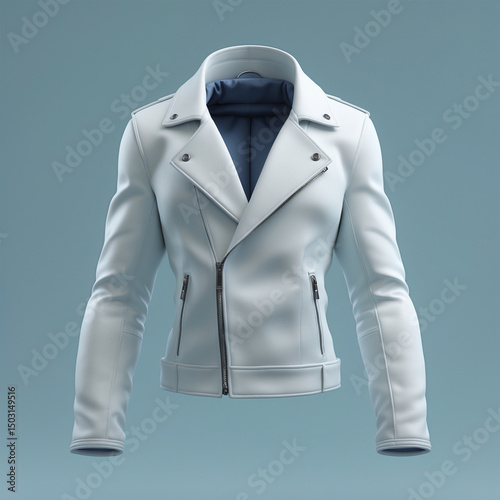 Stylish White Leather Jacket Mockup with Zipper Details