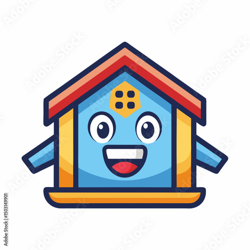 Flat and Minimal 3d house mascot logo vector illustration