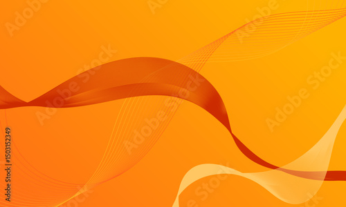 abstract orange smooth lines wave curve on gradient background