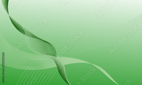 abstract green light smooth lines wave curves with soft gradient background