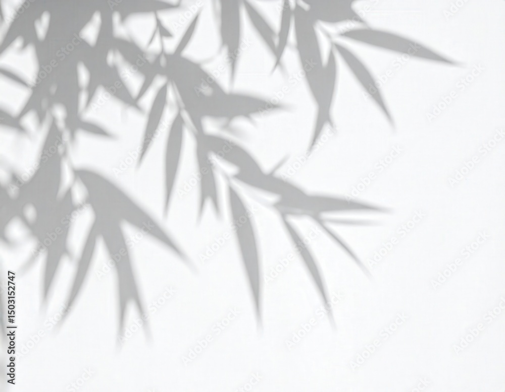 Fototapeta premium Delicate Willow Branch Shadow Play on a Clean White Surface
