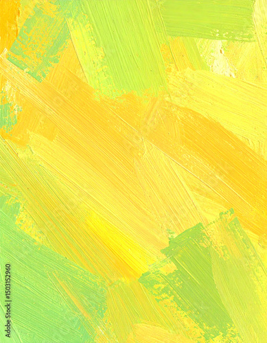 Abstract green and yellow brush strokes create a vibrant, textured background. Perfect for modern art, design, or creative projects needing a bold and colorful visual impact.

