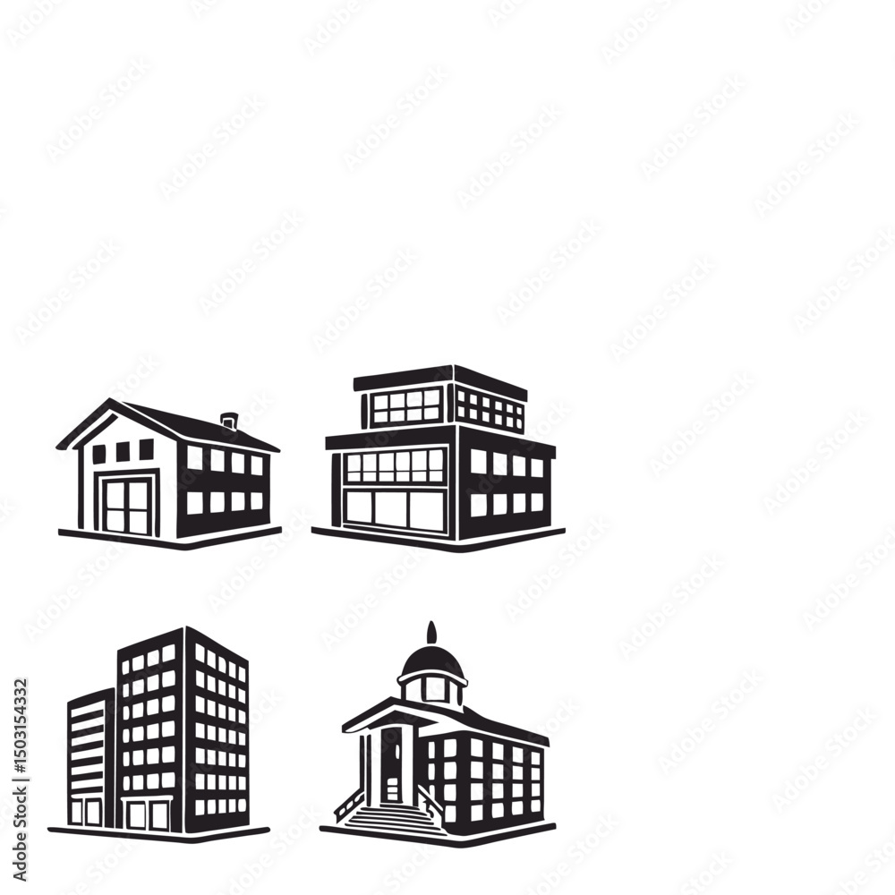 Fototapeta premium Collection of Black Vector Icons Representing Various Concepts Minimal Modern Simple UI Design Set