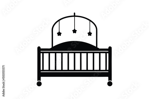 Baby crib with mobile stars nursery sleep infant bed