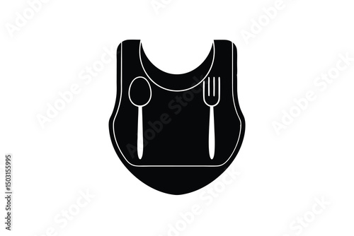 Baby bib with spoon and fork icon design