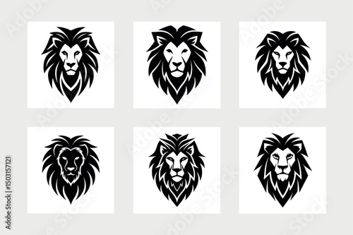  Stylish lion head logo vector illustration.
