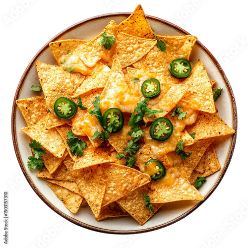 Crispy Cheese Nachos with Jalapeños and Cilantro in a Bowl - Delicious Mexican Appetizer Recipe