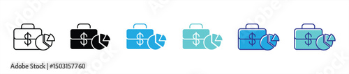 portfolio icon set. empowering financial management, market analysis thin line and color style icon symbol sign for your app and web. vector illustration