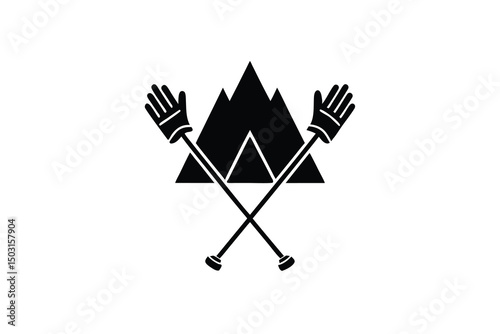 Mountain peak adventure gloves trekking poles winter sport