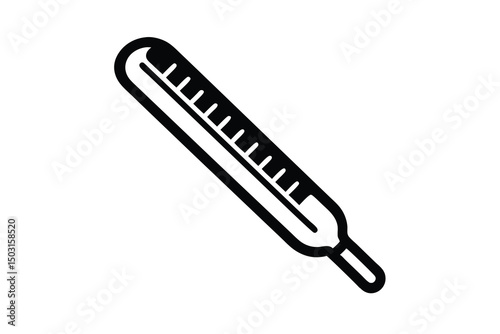 Classic black and white thermometer medical icon illustration