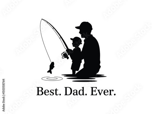 Best. Dad. Ever. Fishing Silhouette for T-shirts and Gifts