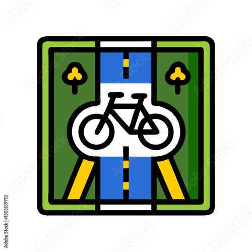Bike lane icon showcasing a bicycle on the road design for transportation services