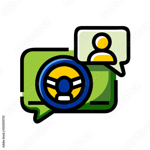 Chat with driver icon representing communication features in transportation services