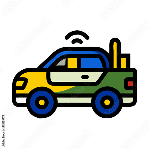 Driverless pickup icon representing autonomous transportation solutions for urban mobility