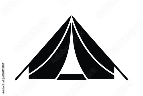 Simple black silhouette camping tent icon graphic