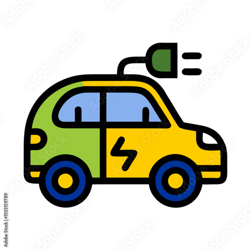 Electric taxi icon representing sustainable ride-sharing solutions in urban transportation