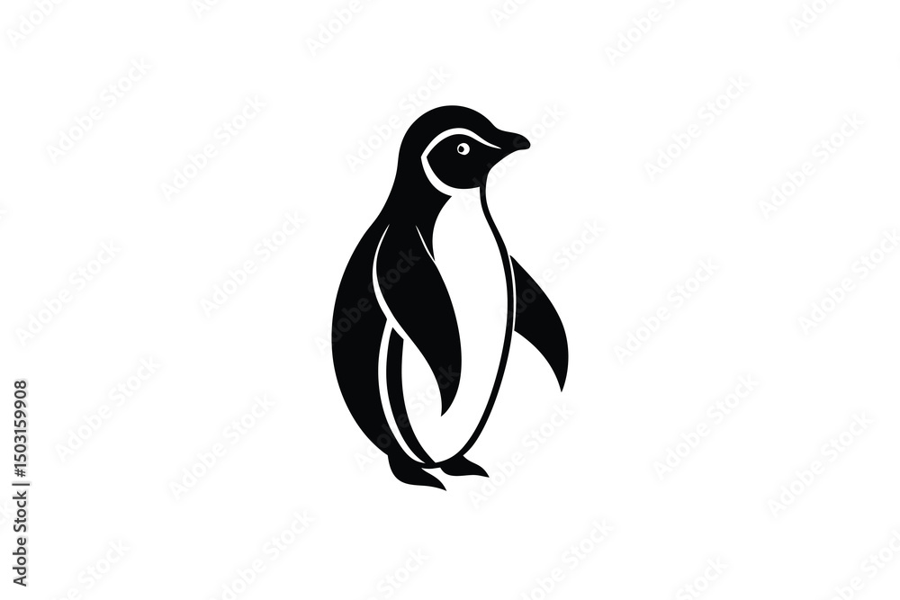 Obraz premium Elegant black silhouette of a penguin bird icon