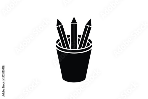 Three pencils in a simple black cup holder