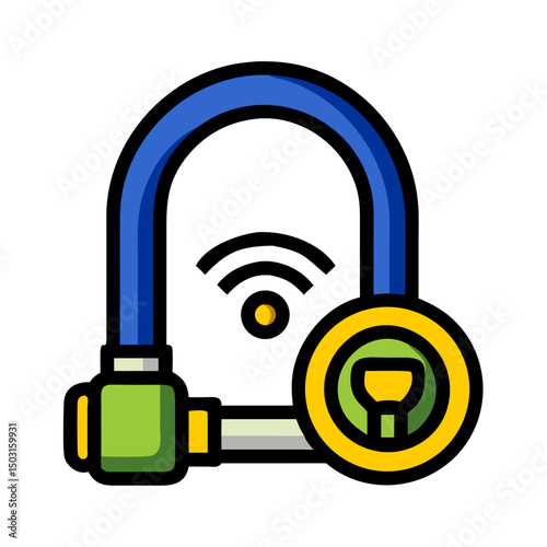 Smart bike lock icon featuring a wireless connection symbol, representing secure bike transportation solutions
