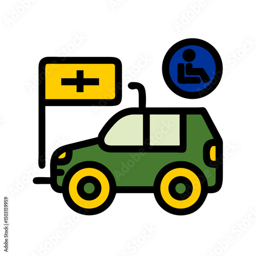 Wheelchair accessible cab icon representing inclusive transportation services for individuals with disabilities