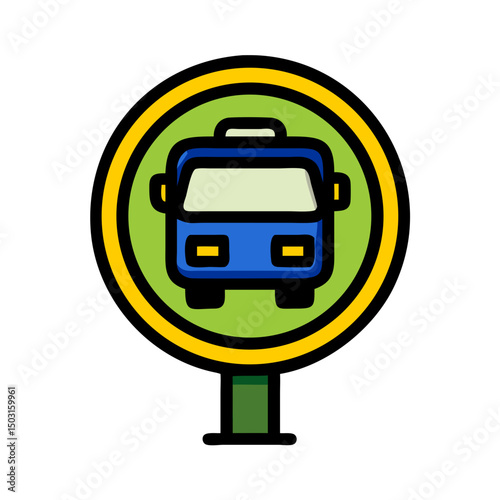 Bus stop icon representing public transportation facilities for efficient bus travel