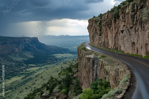 Scenic Highway Winding Along a Steep Cliffside