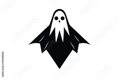 Spooky black and white ghost halloween design illustration