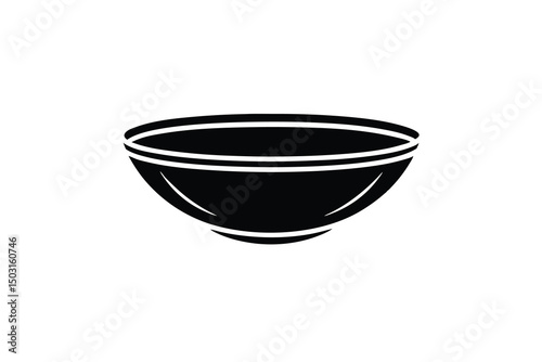 Simple black bowl icon design element for menu