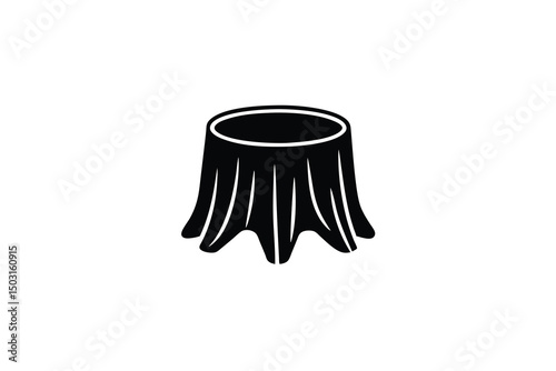 Black silhouette tree stump icon isolated white background