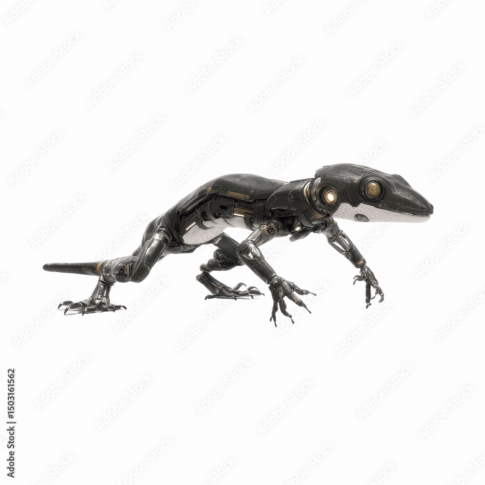 Fototapeta premium Futuristic Robotic Gecko Cyberpunk Reptile in Purple Digital Space