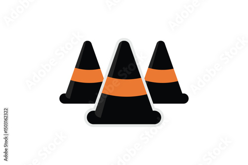 traffic cones on white background