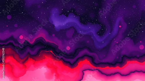 Abstract cosmic landscape purple pink nebula background design