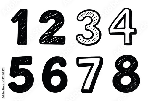 Numbers outline icons set – artistic, numerical and creative symbols for design