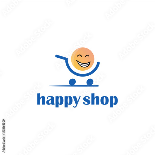 Modern simple logotype design for retail app with smile shopping bag concept business idea colourful vector icon for market store supermarket and online commerce