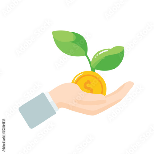 Sprout atop the money coin