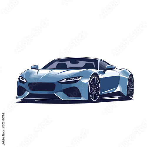 Sleek blue sports car with aerodynamic design racing profile