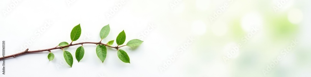 Obraz premium A small branch with leaves on a white background, nature, texture,