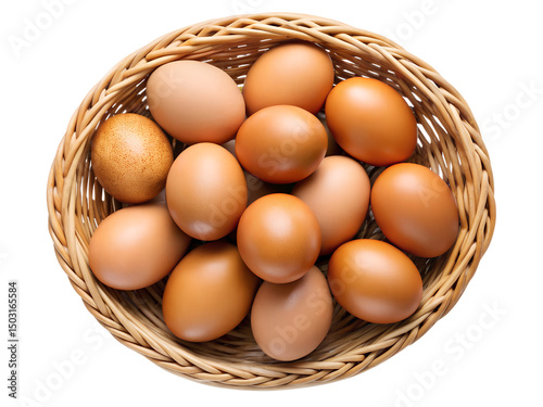 Wallpaper Mural eggs in a basket top view isolated on white background. PNG Transparent file type with high definition quality And vibrant color grading Available. Torontodigital.ca