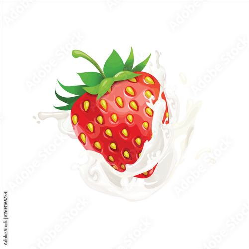 Strawberry yogurt milk isolated on white background