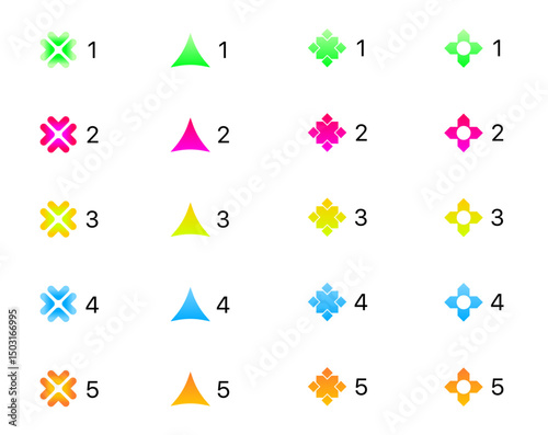 Flèche and arrow bullet list icons for PowerPoint presentations. Bullet point collection with arrow designs, ideal for slide presentations. Vector illustration.	
