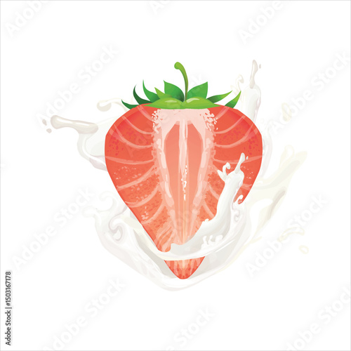 Strawberry yogurt milk isolated on white background
