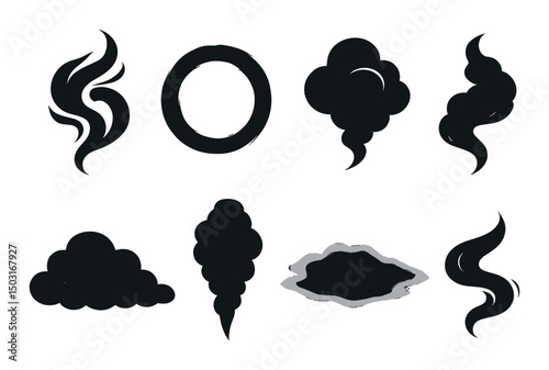 Smoke silhouette icons set – dark, mysterious and atmospheric design elements