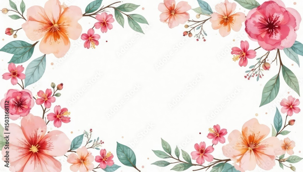 Obraz premium Delicate watercolor floral pattern, perfect for spring flyer design , pattern, cherry blossom, graphics