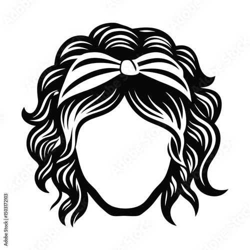 Messy hair bun, vector woman silhouette. Beautiful girl drawing illustration, Women face silhouette with hair bun