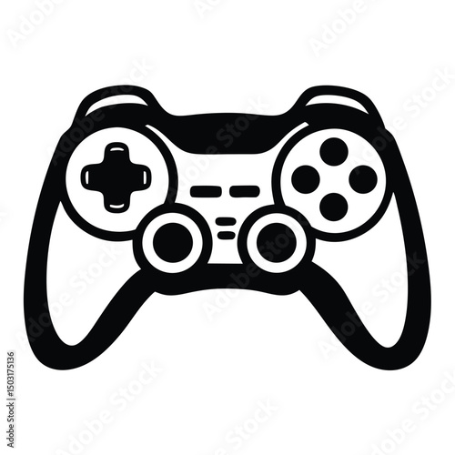 video game controller black silhouette vector, Simple silhouette Design vector icon