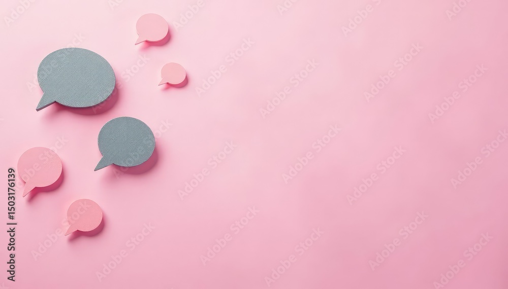 Obraz premium Subtle grey speech bubble pattern on a pastel pink background , pattern, subtle