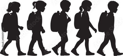 Happy Kids Going Back to School Silhouette

Backpacks & Books – First Day Silhouette Design

Back to School Bus Arrival Vector Art

Excited Students with Supplies Silhouette

Back to Learning – Classr