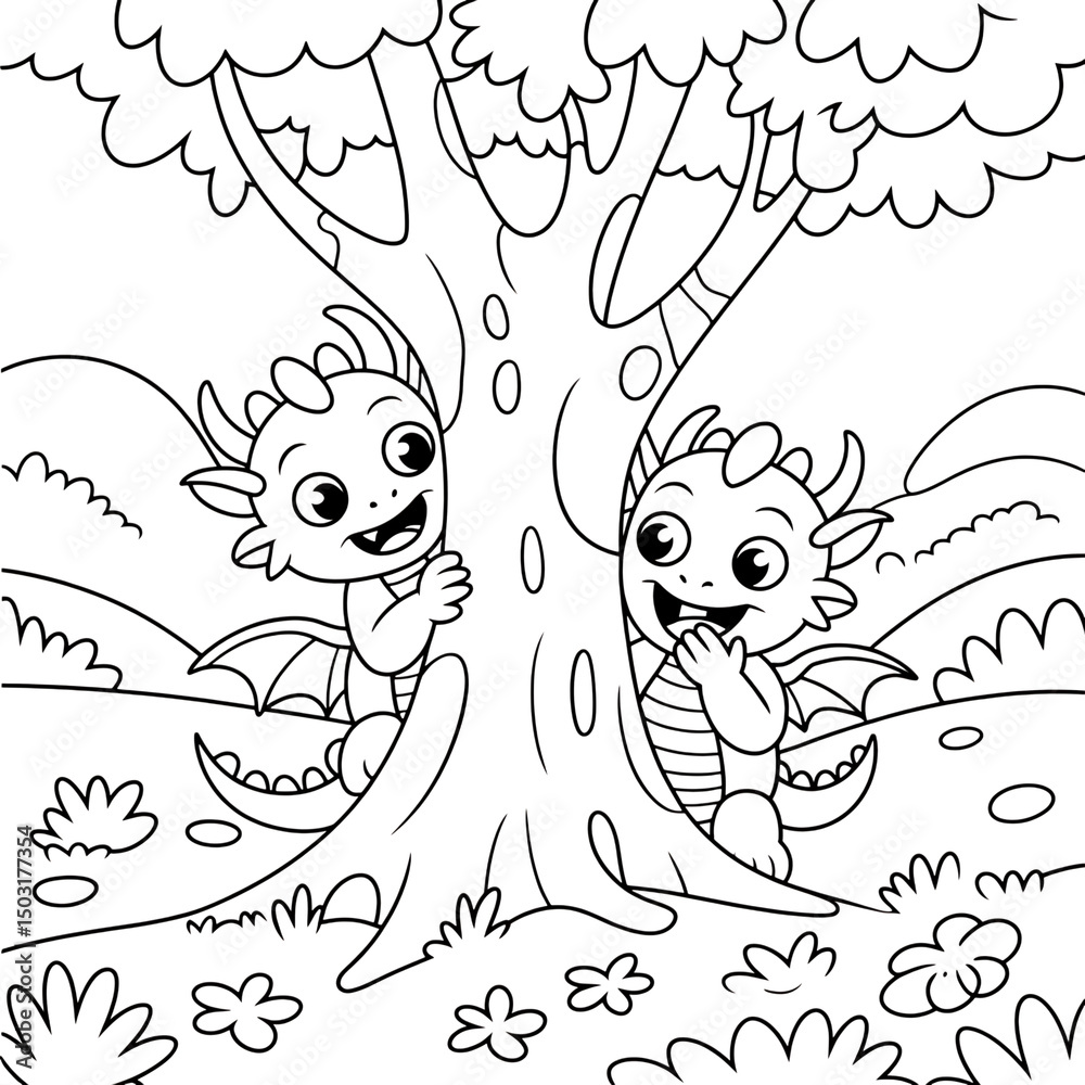 Fototapeta premium A funny outline vector cartoon illustration of a cute forest animal, like a bear, perfect for a children's coloring book design or clip-art